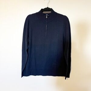 Smartwool navy blue lightweight‎ merino wool knit 1/4 zip sweater men's medium